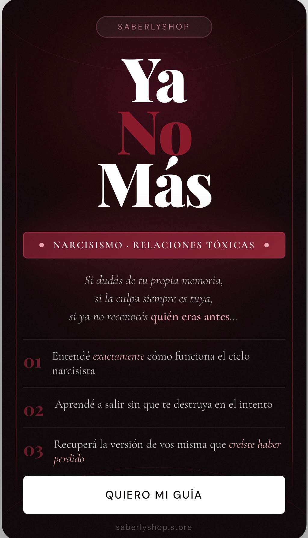 Ya No Más — Cómo Reconocer el Narcisismo, Salir y Recuperar tu Vida